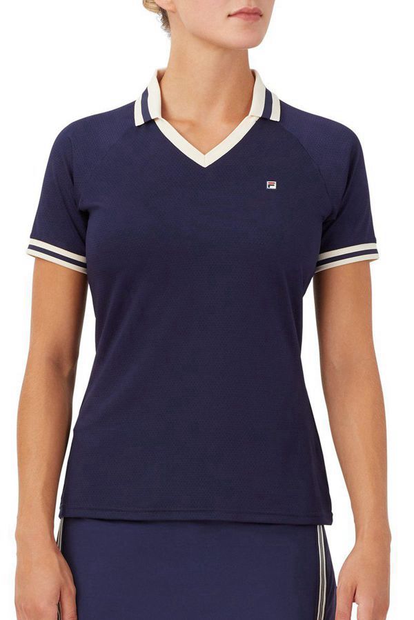 Fila Heritage Sleeve Women's Polo Shirts - Navy,NZ 401-6173